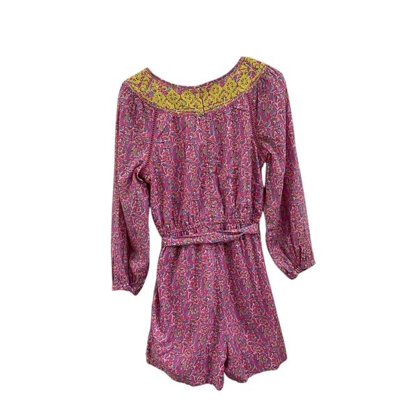 J.Crew Nicola Embroidered Pink Long Sleeve Cotton Tassel Romper AP193 Size 4 - Picture 3 of 13